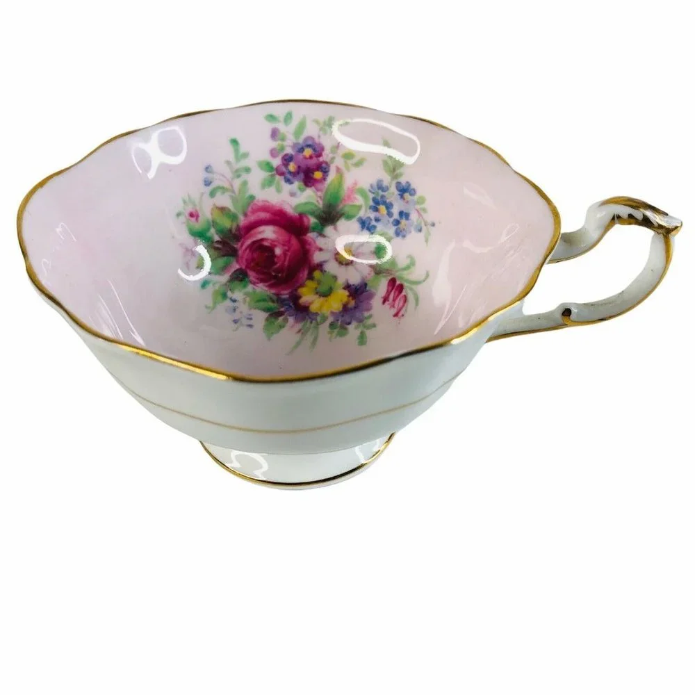 Paragon Teacup & Saucer Bone China Pink Cabbage Rose By Appointment Of Queen VTG